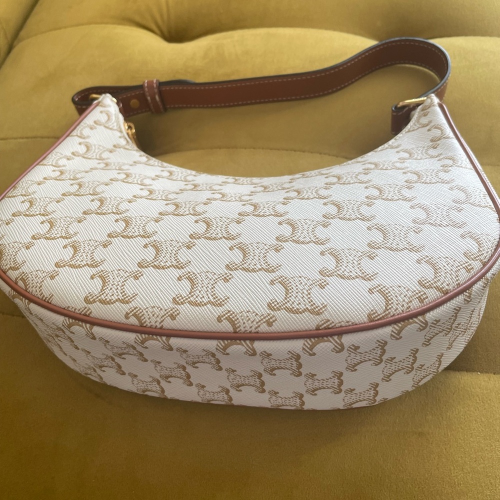 Celine AVA bag in triomphe canvas and calfskin white